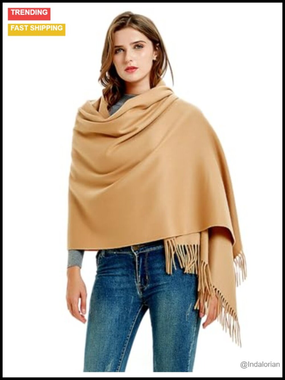 Novawo Wool Pashmina Shawl Wrap Winter Travel Blanket Scarf Women